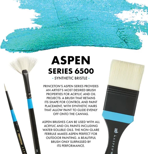 Miniatura 2 de Princeton Artist Brush Co. Aspen Series 6500 – Cepillo redondo de viaje de mango corto 2 – Pincel redondo sintético para pintura al óleo y acrílico