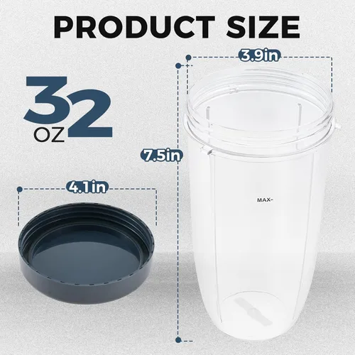 Miniatura 37 de Vasos de licuadora de repuesto para licuadora Nutribullet de 18 onzas con tapa, compatible con Nutribullet 600 W 900 W licuadora exprimidor