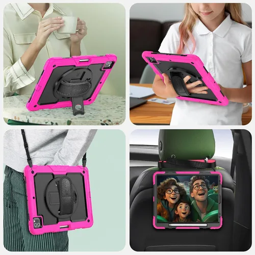 Miniatura 6 de SEYMAC Funda para iPad Pro 12.9 2022/2021/2020/2018, resistente protección a prueba de golpes con protector de pantalla, soporte giratorio de 360°