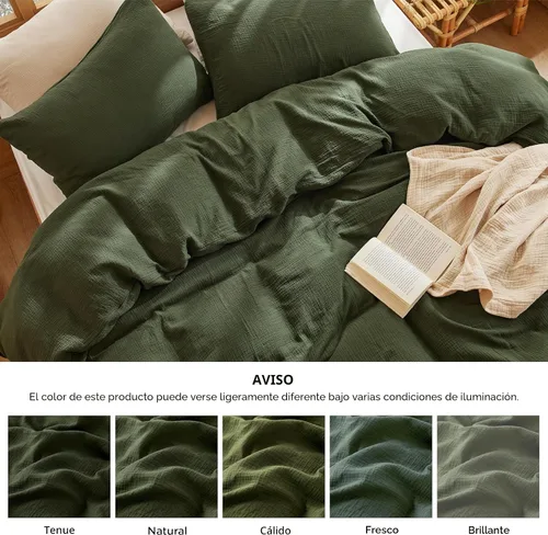 Miniatura 7 de Bedsure Funda de edredón 100% de muselina de algodón, tamaño Queen, funda de edredón de gasa ultrasuave, juego de cama transpirable y ligero