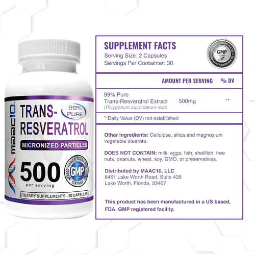 Miniatura 4 de MAAC10 - Trans Resveratrol 500 mg paquete de 3