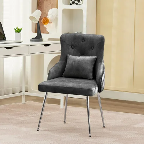 Miniatura 28 de Silla de tocador de terciopelo, silla de comedor tapizada para dormitorio, comedor, sala de maquillaje, silla moderna para sala de estar con patas