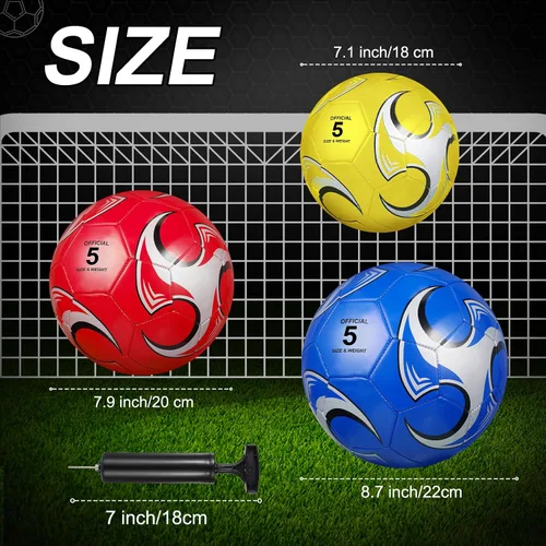 Miniatura 2 de Deekin 6 pelotas de fútbol a granel con bomba de tamaño oficial 5/4/3, pelota de fútbol para interiores y exteriores, entrenamiento deportivo