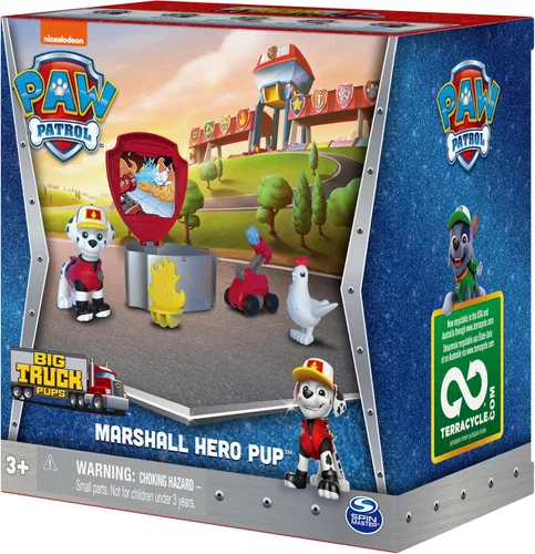 Miniatura 8 de Paw Patrol, Big Truck Pups Marshall Figura de Acción con Dron de Rescate con Clip, Vaina del Centro de Comando y Amigo Animal, Juguetes para Niños
