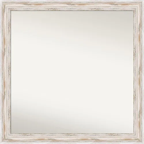 Miniatura 113 de Amanti Art Espejo de baño blanco para sobre el fregadero, 30 x 35 pulgadas, espejo de tocador rectangular estrecho de Eva de oro blanco, marco