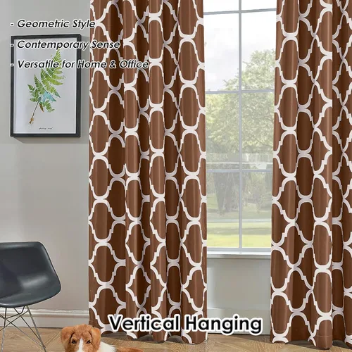 Miniatura 5 de Melodieux - Cortina opaca con aislamiento térmico y ojales, de estilo marroquí, para sala de estar, 52 x 96 pulgadas, color café (1 panel)