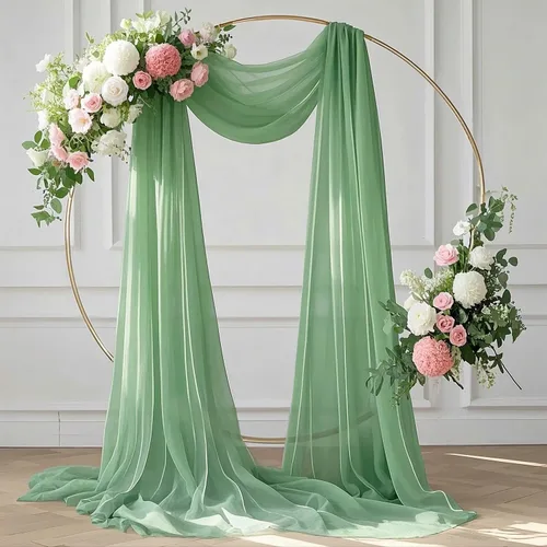 Miniatura 6 de FUHSY Tela drapeada para arco de boda, verde salvia, 20 pies, 2 paneles de tela de gasa, cortinas de techo para fiesta, cortinas de arco para boda