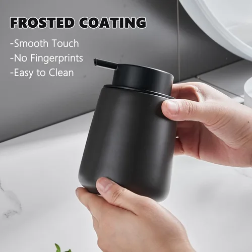 Miniatura 2 de Dispensador de jabón de manos de espuma de 12 onzas, dispensador de jabón espumoso negro para baño con bomba fácil de presionar, dispensador