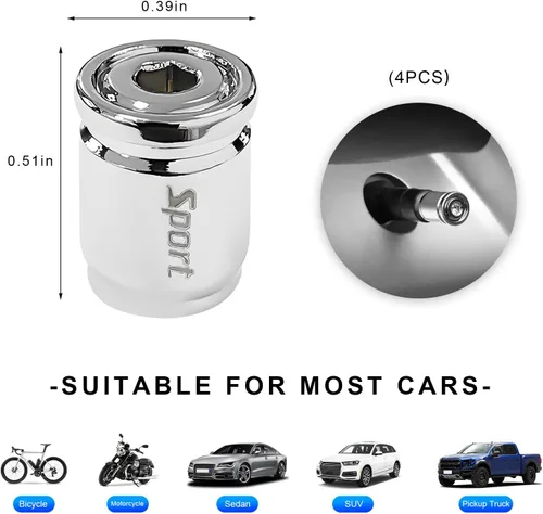 Miniatura 2 de Dickno 4 piezas tapones con bloqueo para válvulas de neumáticos de automóvil, cubiertas antirrobo para válvulas de rueda automáticas con sello