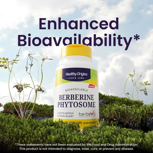 Miniatura 4 de Healthy Origins Fitosoma de berberina 550 mg, 120 cápsulas vegetales - Extracto de Berberis Aristata biodisponible - Apoya la salud metabólica