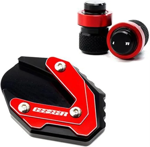 Moto Kickstand Soporte lateral ampliar placa de almohadilla y tapas de aire de válvula de neumático para Suzuki para GIXXER 250 SF para GIXXER 150 A