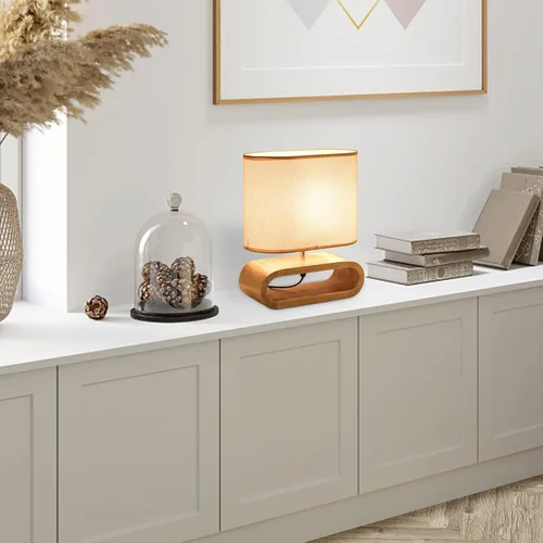 Miniatura 5 de Lámpara de Mesa, Lámpara de Mesita de Noche Tradicional, Lámpara de Escritorio, Lámpara Geométrica con Sombra para Sala de Estar, Dormitorio