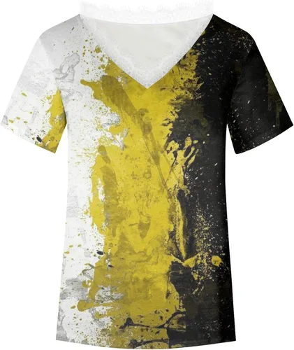 Miniatura 4 de GWNDHTBL Trending Shirts Women's Summer Home Short Sleeve Light Fitted V Neck Print Shirt