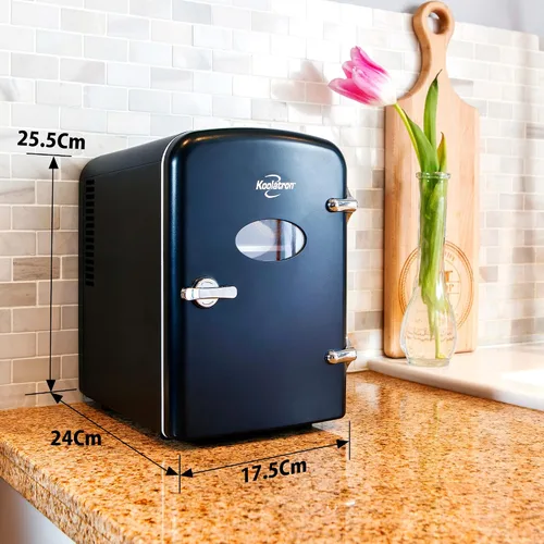 Miniatura 5 de Koolatron Mini refrigerador – Refrigerador de 6 latas para dormitorio, oficina, enfriador de bebidas portátil de mesa, refrigerador de 12 V 110 V