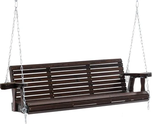 Miniatura 9 de Finnhomy Marco de columpio para porche de 880 libras, soporte estable de madera con tablero de conexión inferior adicional, marco de columpio