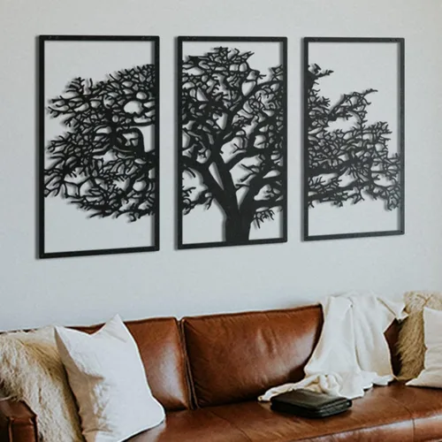 Miniatura 5 de Decoración de pared de metal de 3 piezas, arte de pared de metal, arte de pared imprimible, arte de pared grande, arte de pared extragrande, árbol