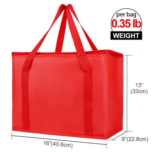 Miniatura 2 de Bodaon - Paquete de 1 bolsa de compras reutilizable y aislada para comestibles, tamaño XL, bolsa térmica para picnic con cierre superior, para Rojo