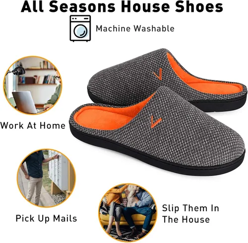 Miniatura 4 de VONMAY Pantuflas de dos tonos para hombre, de espuma viscoelástica, cómodas, ligeras, para interiores y exteriores
