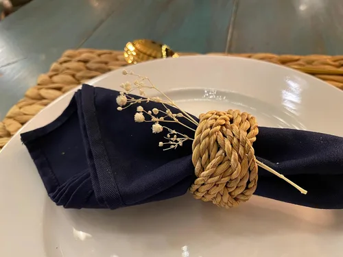 Miniatura 8 de Juego de 12 soportes tejidos de mimbre para mesa de comedor, decoración de Pascua, diseño de olas del océano