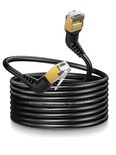 Miniatura 8 de CableCreation Cable Ethernet de ángulo recto CAT8, cable de red LAN CAT8 de rotación de 360° con conector blindado RJ45, cable de conexión de 40