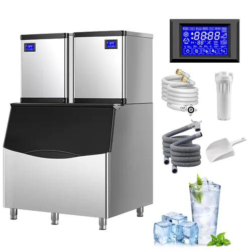 Miniatura 2 de Máquina comercial para hacer hielo de 2000 libras/24 horas, máquina de hielo automática de 220 V con almacenamiento de 1000 libras, control LED
