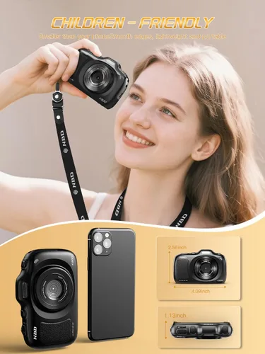 Miniatura 5 de Cámara digital, cámaras de vlogging 4K con enfoque automático para fotografía con tarjeta de 32GB, cámara digital compacta portátil de punto