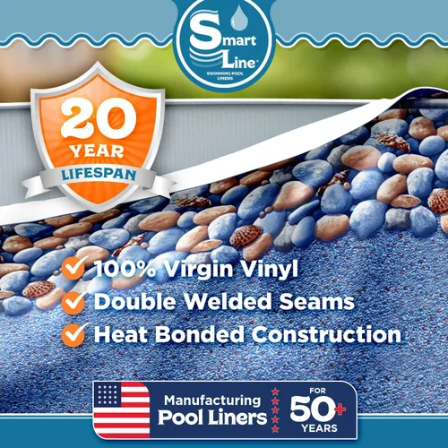 Miniatura 2 de Smartline Revestimiento ovalado para piscina de 10 pies x 15 pies Rock Island Estilo superpuesto Altura de pared de 48 a 52 pulgadas Vinilo