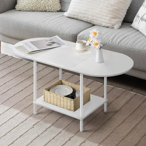 Miniatura 10 de Shinoske Mesa auxiliar cuadrada con cajón de almacenamiento, pequeñas mesas de centro negras para sala de estar, mesa central de granja de 2 niveles