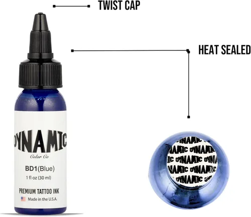 Miniatura 4 de Dynamic - Tinta de tatuaje, varios tamaños y colores, 1 Ounce, Azul