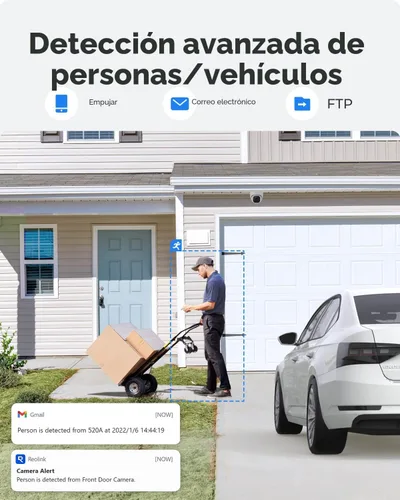 Miniatura 4 de REOLINK Cámara de seguridad para exteriores, cámara de vigilancia IP PoE, detección inteligente de seres humanos/vehículos, funciona con hogar Negro