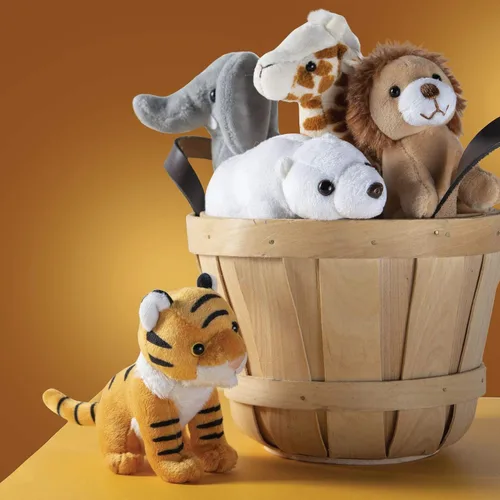 Miniatura 4 de PREXTEX Safari Friends - Juego de regalo de animales de peluche, 5 animales de zoológico pequeños (jirafa, tigre, león, oso polar, elefante)