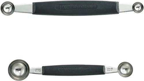 Miniatura 8 de Cat Cora Melon Baller, profesional 18/8 acero inoxidable doble cuchillas 10/0.591 in para bolas de melón y adornos, mango ergonómico de agarre suave