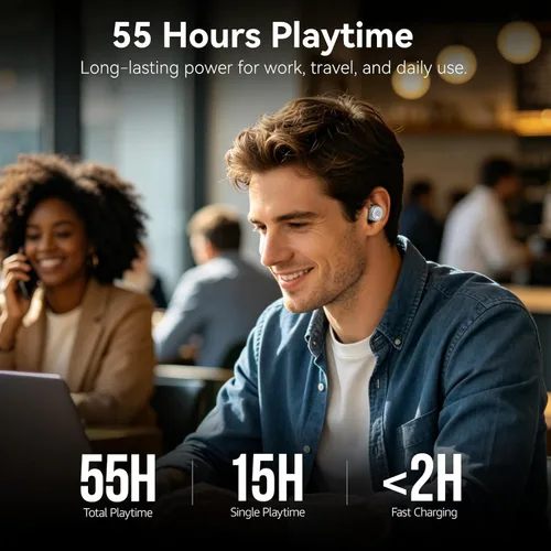 Miniatura 3 de TOZO Auriculares inalámbricos T10 Bluetooth 5.3, aplicación para personalizar ecualizador, diseño ergonómico, tiempo de reproducción de 55 horas