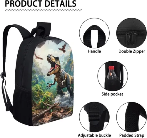 Miniatura 148 de HUGS IDEA Juego de 3 bolsas escolares con aislamiento térmico para el almuerzo, estuche para lápices