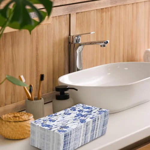 Miniatura 6 de AnyDesign Paquete de 80 servilletas de papel desechables con flores azules y blancas, servilletas de papel para cena, toallas de mano