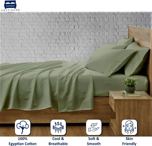 Miniatura 8 de Cottingon Juego de Sábanas Split King para Cama Ajustable, Sábanas de Cama 100% Algodón Egipcio, Incluye 2 Sábanas Bajeras Twin XL de 39X80 Salvia