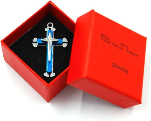 Miniatura 5 de Brave Tour Collar de cruz de acero de titanio para hombre, Acero aleado, vidrio