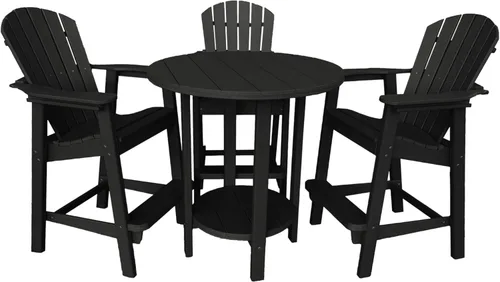 Miniatura 10 de Phat Tommy Juego de mesa y sillas de bar al aire libre - Muebles de polietileno - Material reciclado, juego de patio superior alto - Weatherwood
