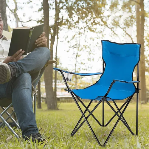 Miniatura 6 de Silla de campamento portátil, silla de campamento pequeña, silla plegable, silla de campamento de playa, silla deportiva con respaldo y soporte