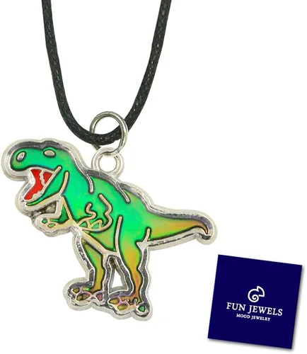 Miniatura 5 de FUN JEWELS Collar hecho a mano con colgante de dinosaurio T-Rex con cambio de color para niños y niñas, regalos de joyería de animales, Alloy de zinc