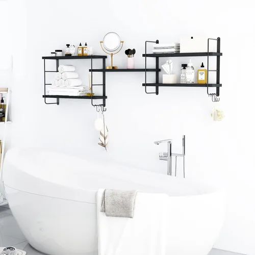 Miniatura 6 de MXCSE Estantes de pared, estanterías montadas en la pared, estantes flotantes de bricolaje para pared, estantes colgantes de madera para habitación