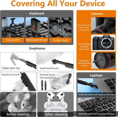 Miniatura 3 de Kit de limpieza de teléfono celular, kit de limpieza para iPhone para puerto de carga, kit de limpieza de teclado para Airpods/Android/USB