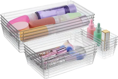 Miniatura 8 de 12 organizadores de almacenamiento de cajones de plástico transparente, 12 x 6 x 2 pulgadas, 9 x 6 x 2 pulgadas, 6 x 3 x 2 pulgadas, cocina, baño
