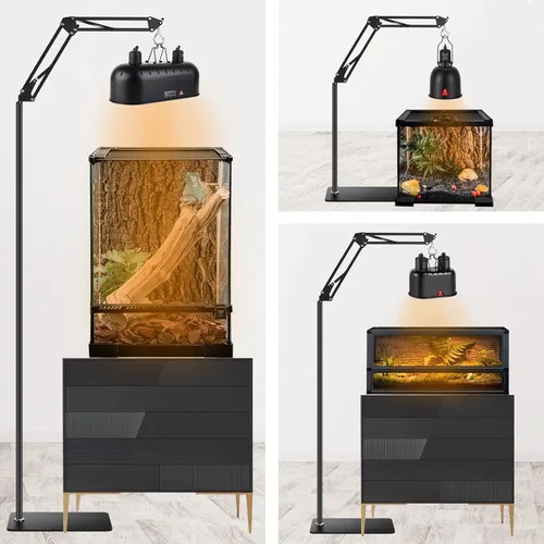 Miniatura 6 de Soporte para Lámpara de Reptiles Soporte de Luz para Reptiles (15.7 pulgadas a 74.3 pulgadas) con Brazo Oscilante Ajustable de 360°, Soporte
