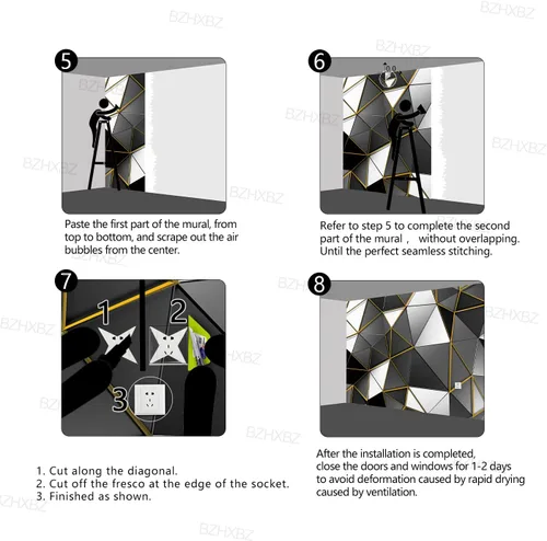 Miniatura 6 de Papel tapiz de geometría negro y dorado para dormitorio, murales grises, moderno, oficina, habitación de moda para hombres, decoración de sala