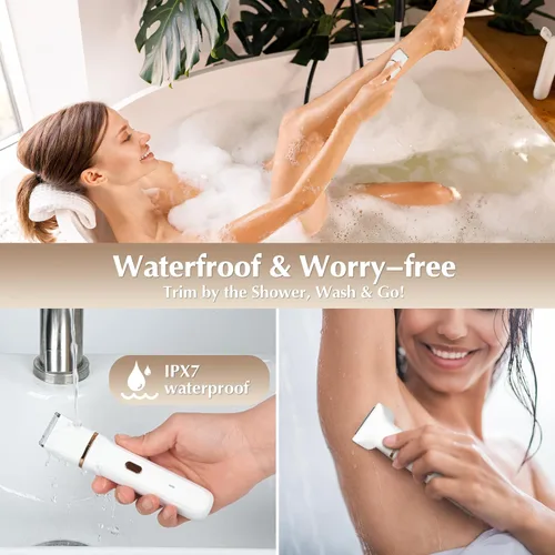 Miniatura 5 de EiLVEEY Recortadora de bikini eléctrica para mujer, afeitadora eléctrica recargable 5 en 1 para mujer, recortadora de pelo púbico impermeable IPX7