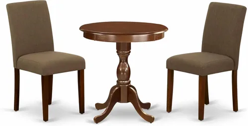 Miniatura 16 de East West Furniture ESAB3-BCH-06 - Juego de mesa de cocina de 3 piezas contiene una mesa de comedor redonda con pedestal y 2 sillas de comedor