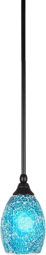 Miniatura 116 de Toltec Lighting Tallo Colgado Mini colgante, acabado de cobre negro, 3.5" cuadrado humo burbuja vidrio
