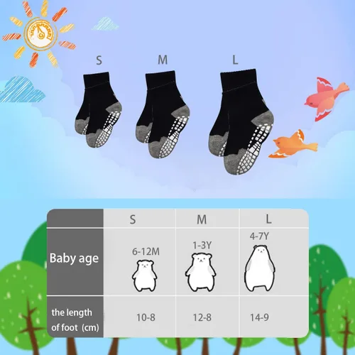 Miniatura 3 de LA DEARCHUU Calcetines para niños pequeños con puños antideslizantes para bebés, 6 pares para 1-7 años