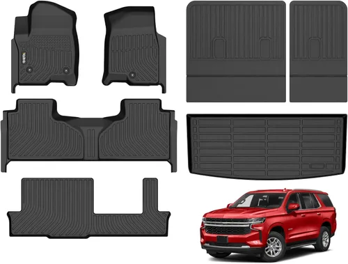 Miniatura 22 de Tapetes de piso para todo clima y forro de carga con respaldo para Chevrolet Suburban de 7 asientos 2021-2025 / GMC Yukon XL de 7 asientos